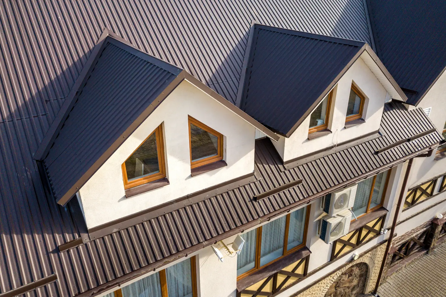 A close up of the roof of a house